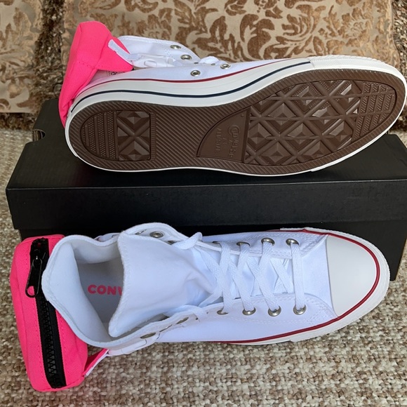 Converse CTAS Buckle Up Hi White/Neo Pink/White MN - Picture 4 of 16
